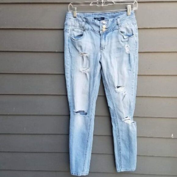 Blue Spice Distressed 3 Button Jeans size 7/8 - Picture 4 of 7